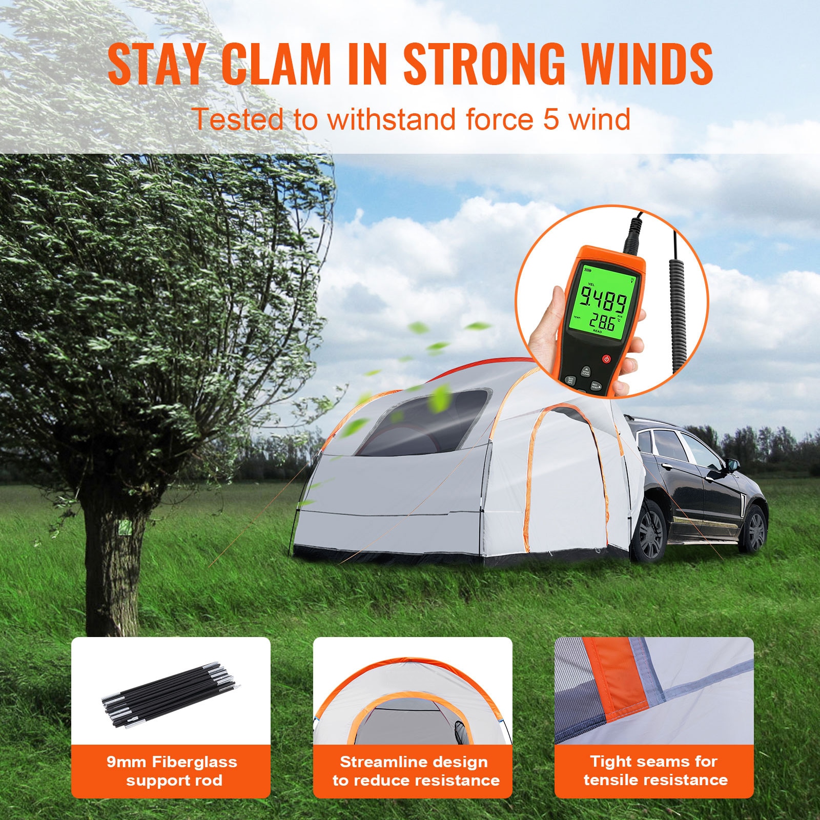 Suv Camping Tent With Rainfly For 6-8 Persons Rear Tailgate Tent_voghion.com